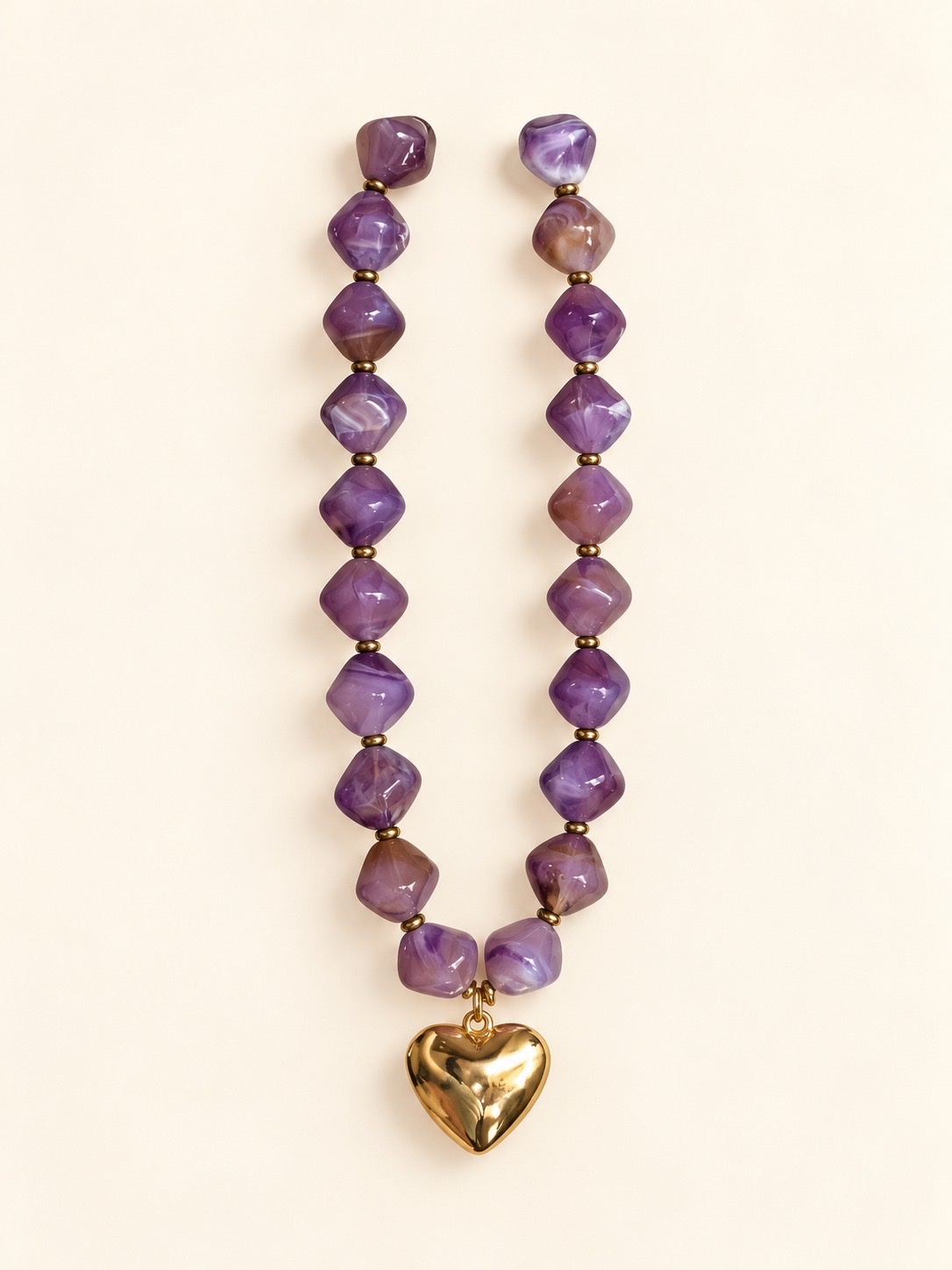 Collar piedras moradas con dorado