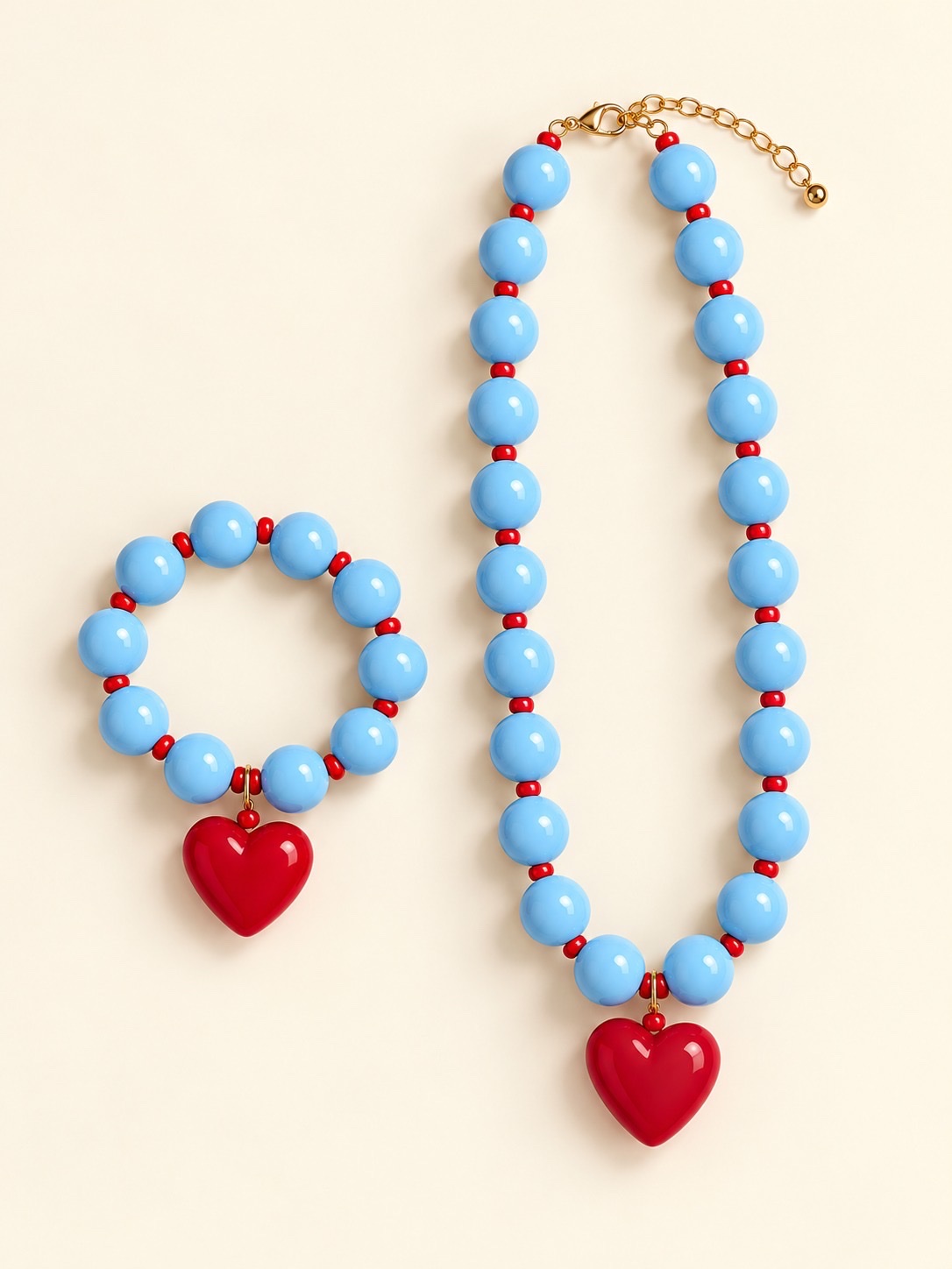Set de celeste con rojo